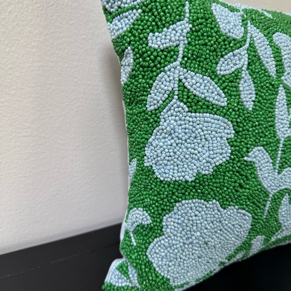 Kate Spade target beaded front toss pillow.  Green and Blue Floral 12x12 - Picture 12 of 13